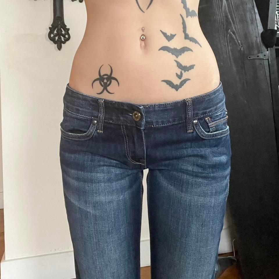 Low Rise Bootcut Blue Jeans 9dd2