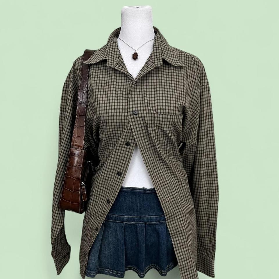 Vintage 90s Brown Plaid Indie Ad62