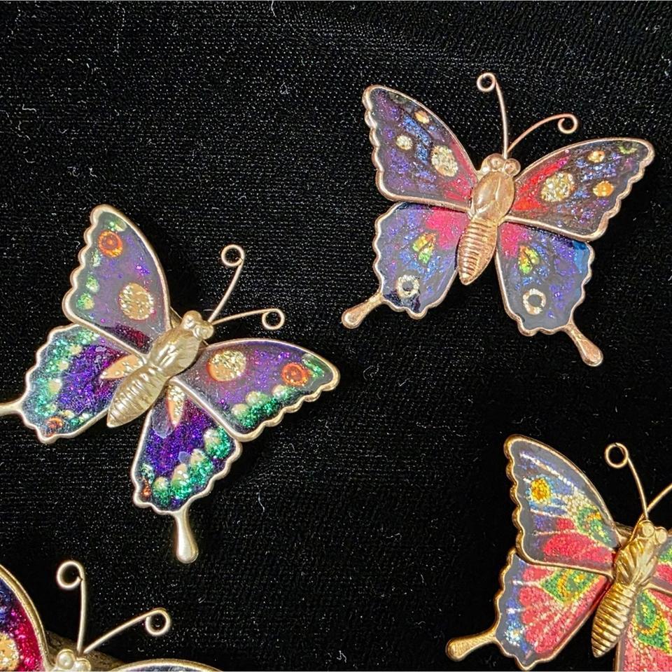 Vtg Butterfly Magnets Set Of 4