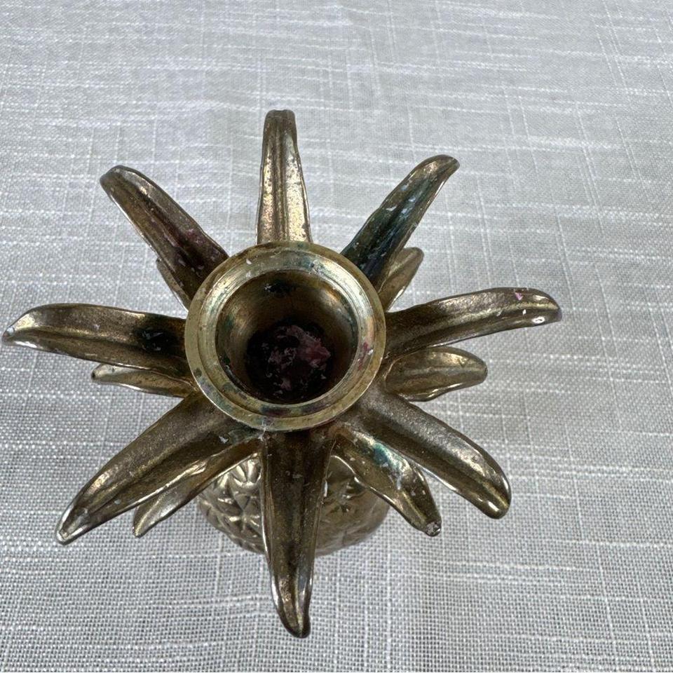 Vintage Brass Pineapple Candle Holder 7