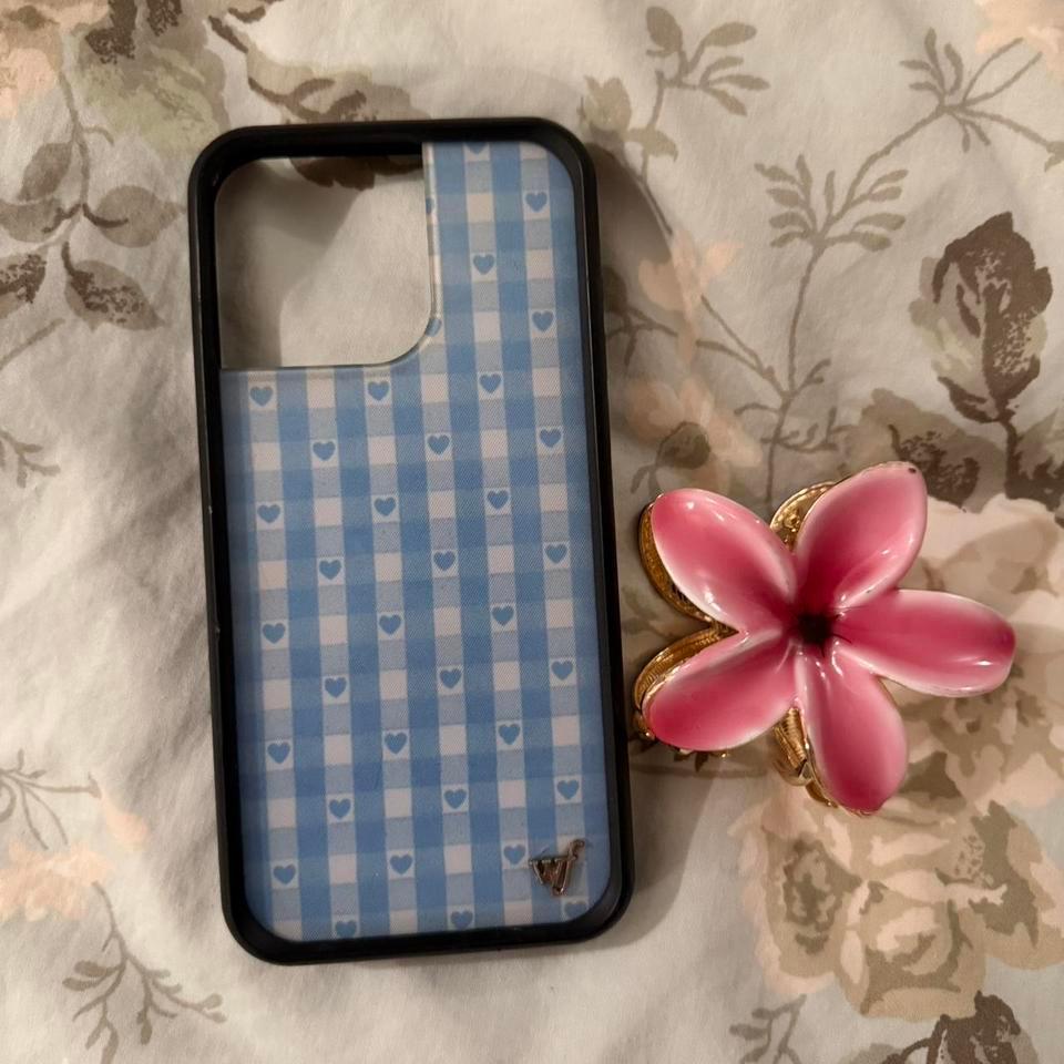 Wildflower Blue Gingham Heart Phone 2bb4