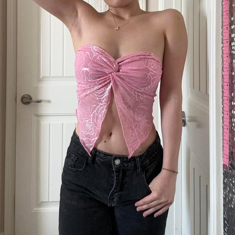 Pink Twist Front Strapless Tube 9b45 2