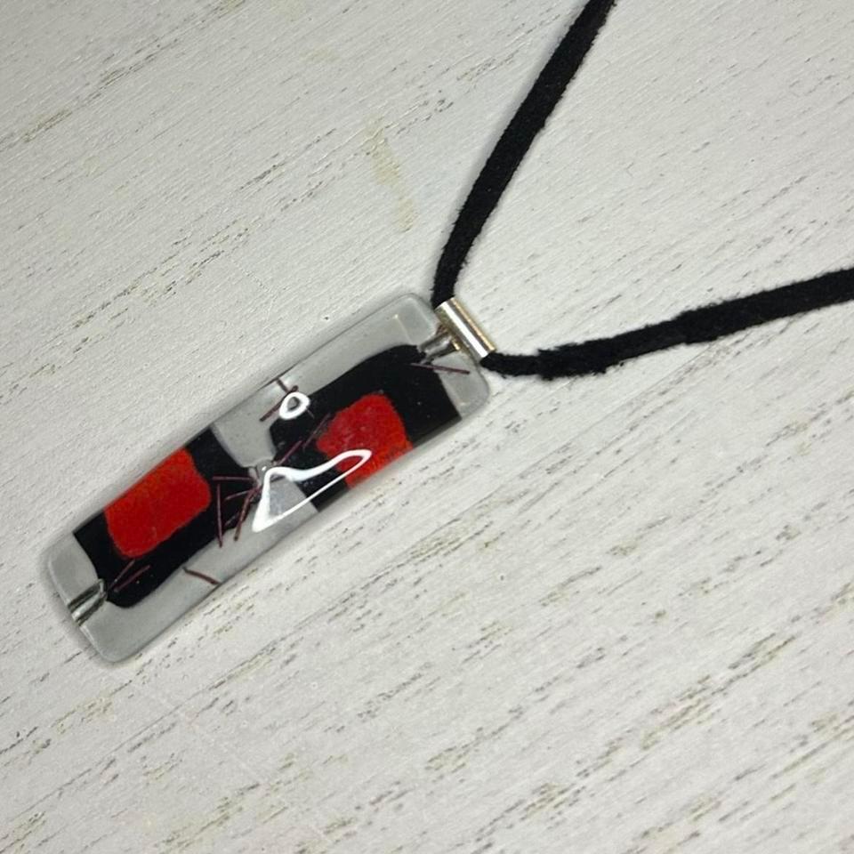 Vintage Mosaic Fused Glass Pendant 7