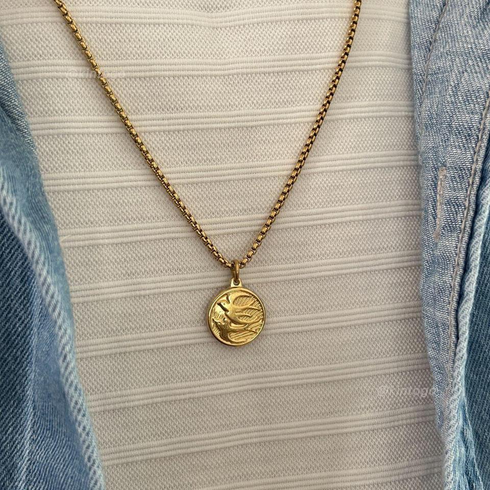 18k Gold Trendy Flying Swallows 7edb 7