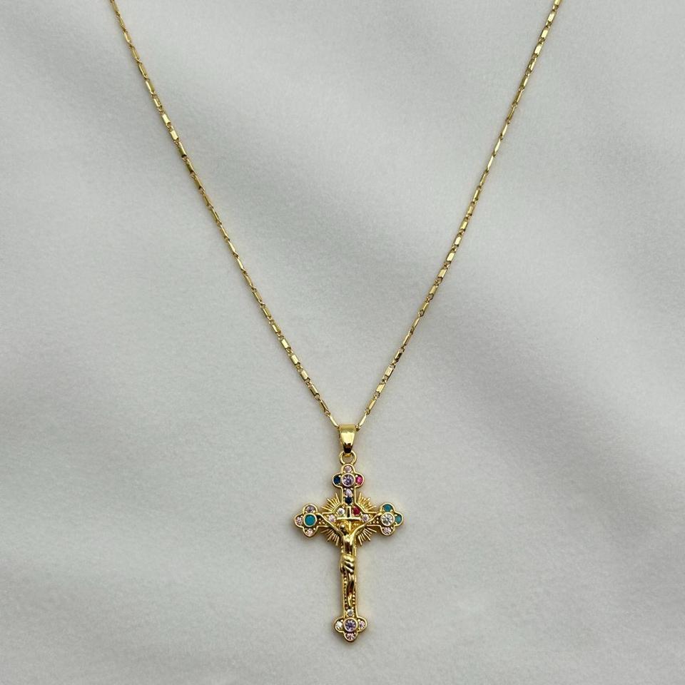 14k Gold Cross Micropave Zirconia 1823 4