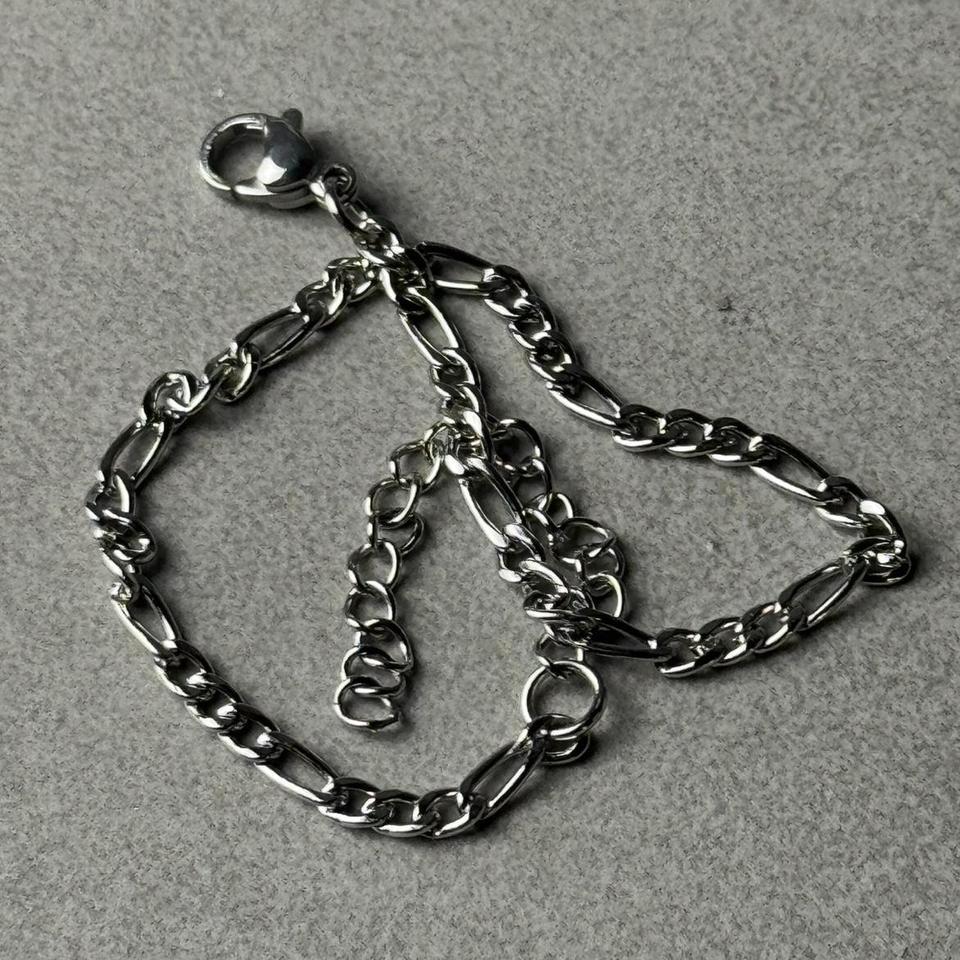 Silver Figaro Chain Link Stainless 3