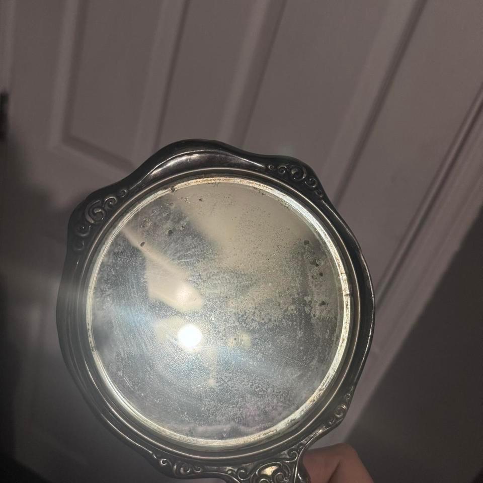 Gothic Vintage Pewter Hand Mirror 16b3 3