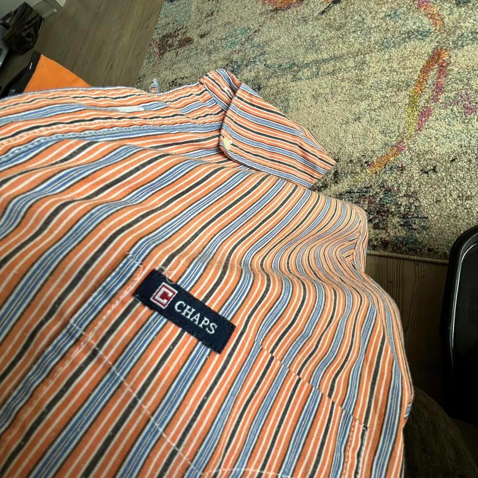 Brown Blue Striped Button A137 5