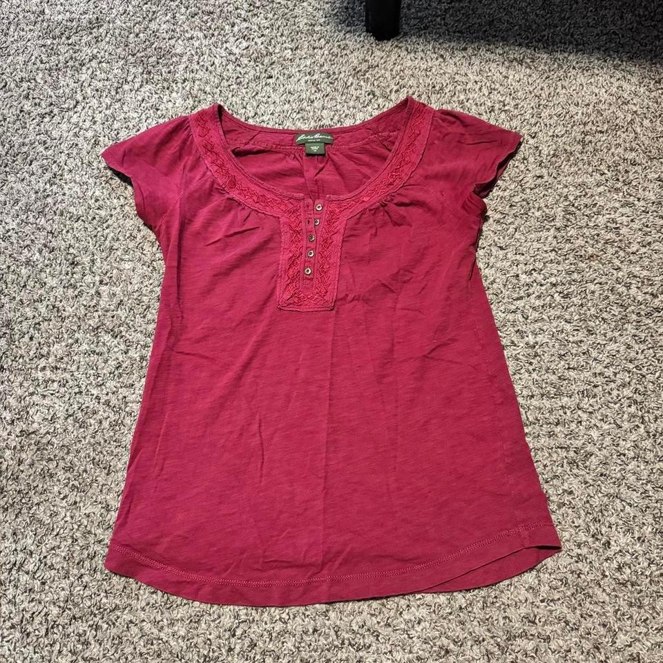 Eddie Bauer Red Henley Top 505b 2
