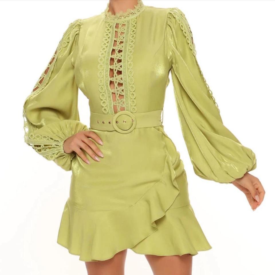 Classy Chartreuselight Green Dress With 353a 6