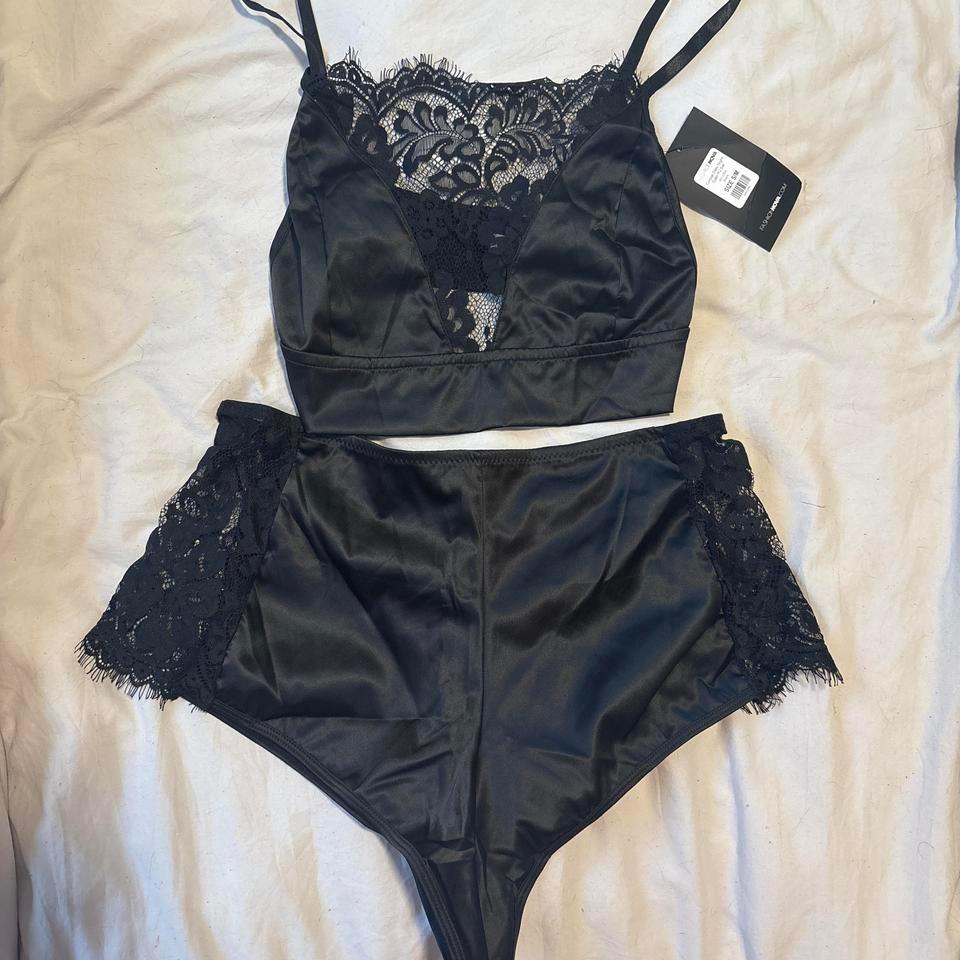 Black Lace Lingerie Pajama Set 367b