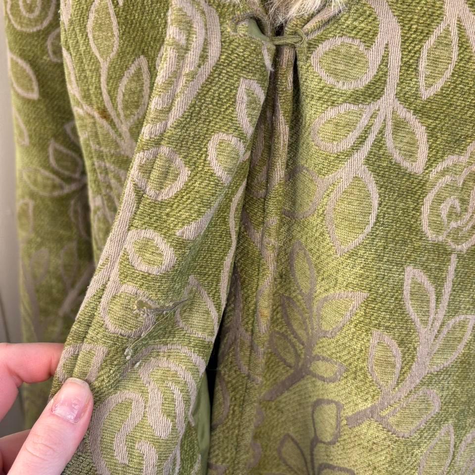 Green Floral Long Pea Coat B46a 4