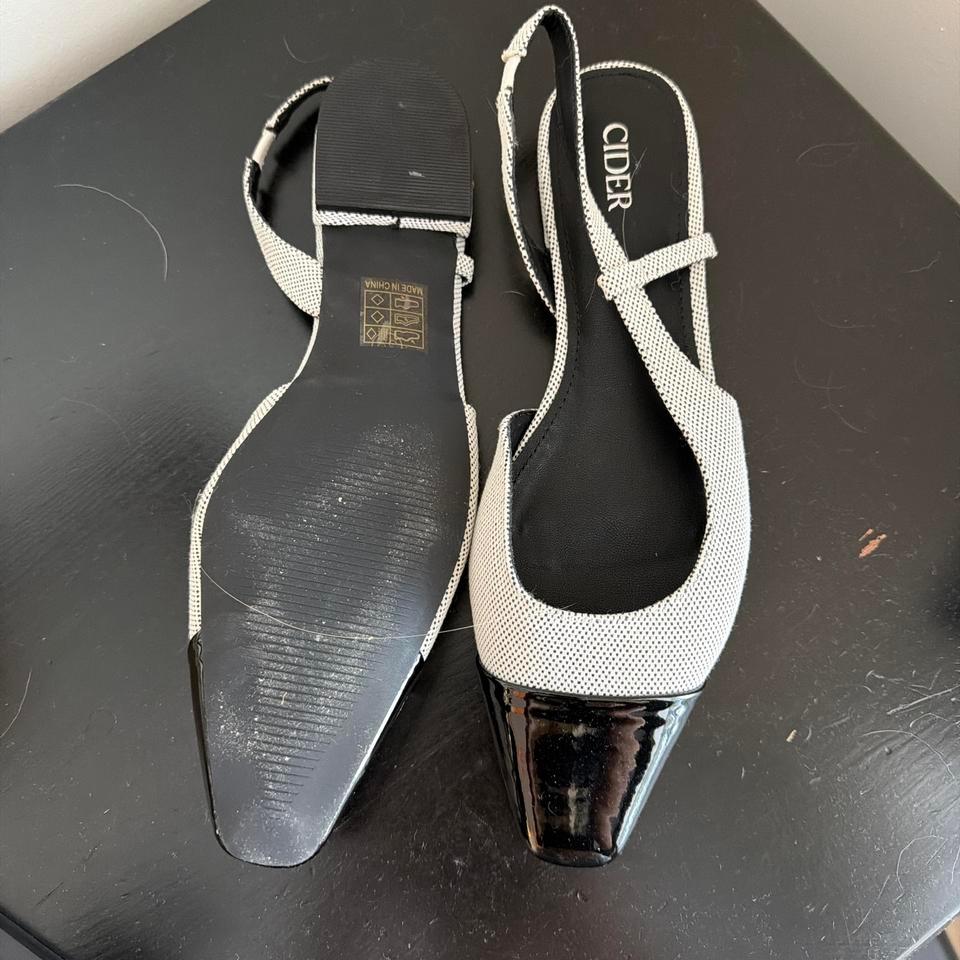 Black White Slingback Flats E673 2