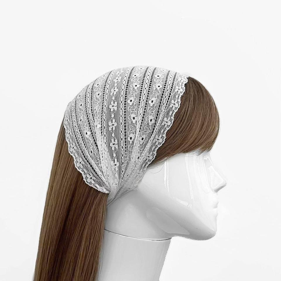 White Floral Lace Wide Headband 1983