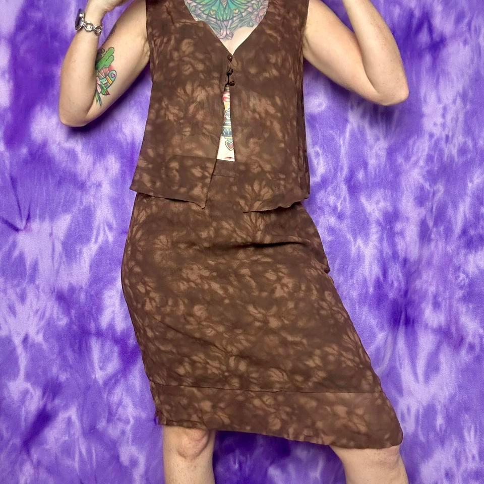 Brown Tie Dye Print Two Piece 2