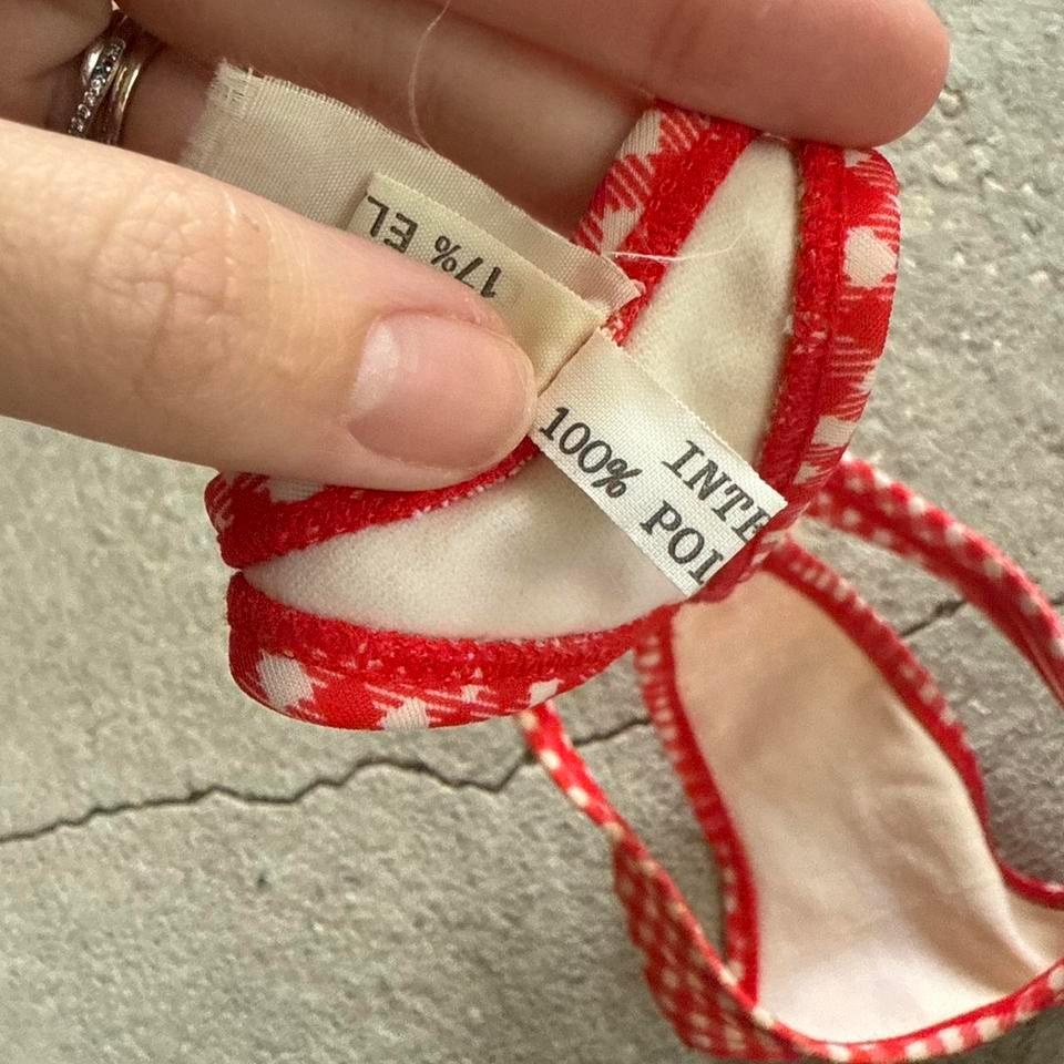 Vintage 90s Red Gingham Micro B49c 5