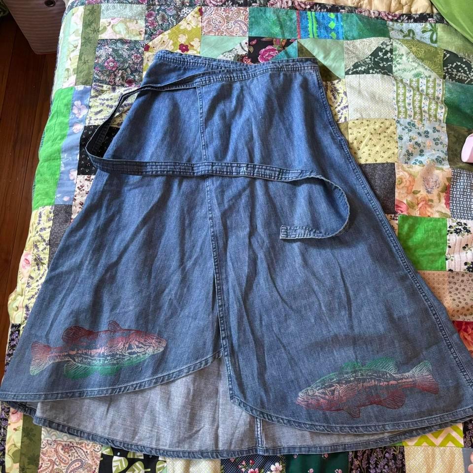 Gap Fish Print Denim Wrap A547