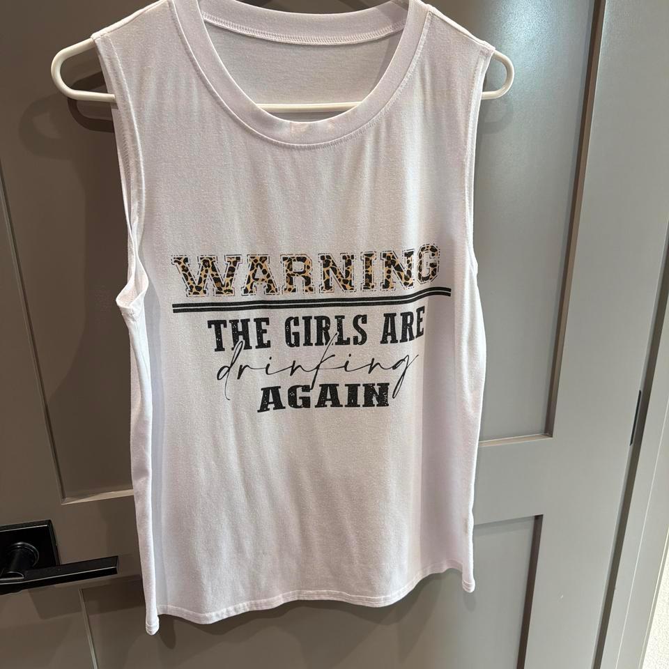 White Tank Top With Warning 0a27