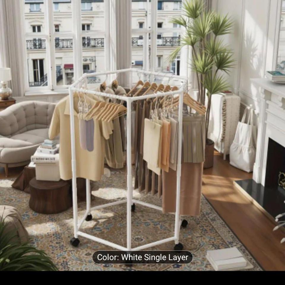 2 Round Clothing Racks White
