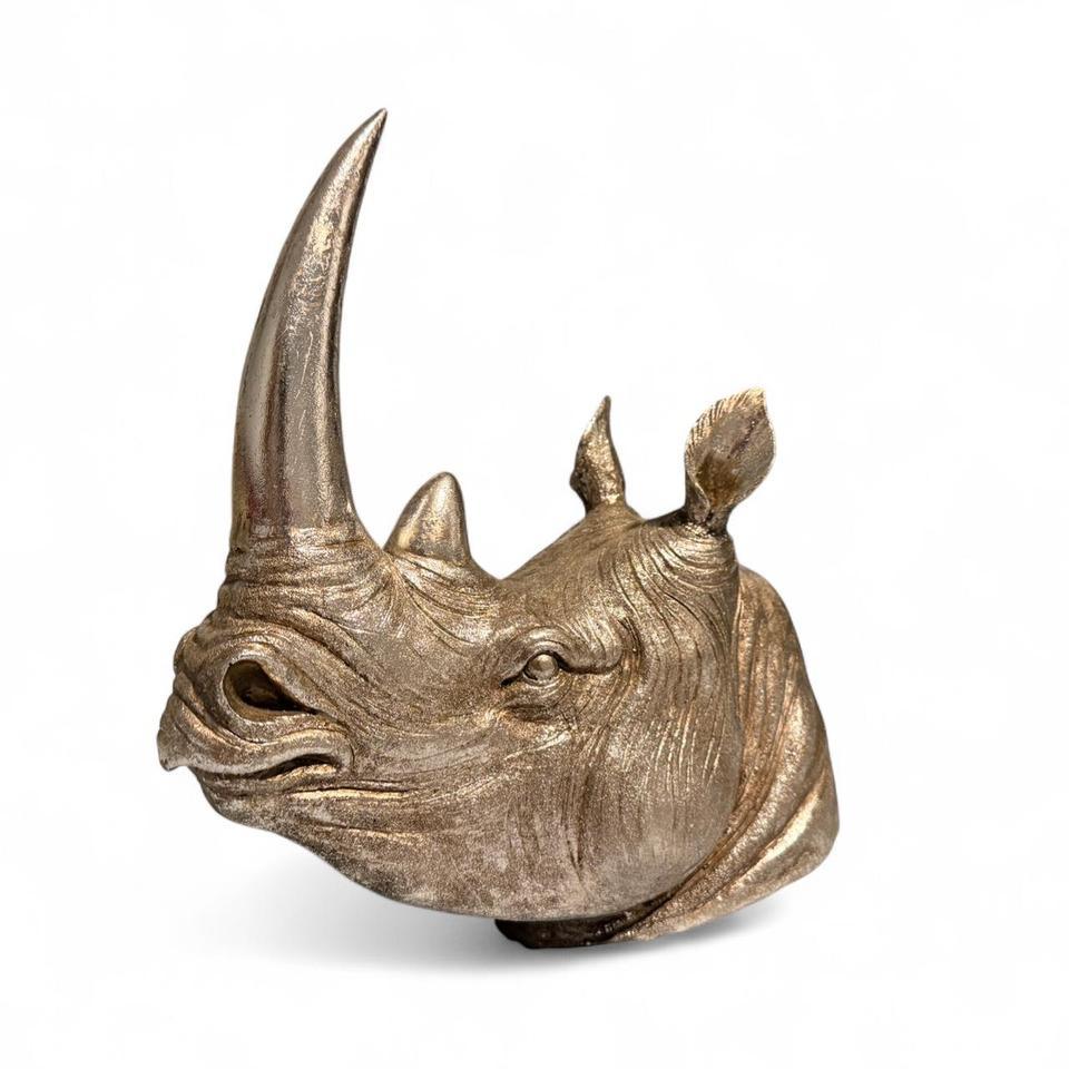 Silver Rhinoceros Wall Mount Statue Ff70