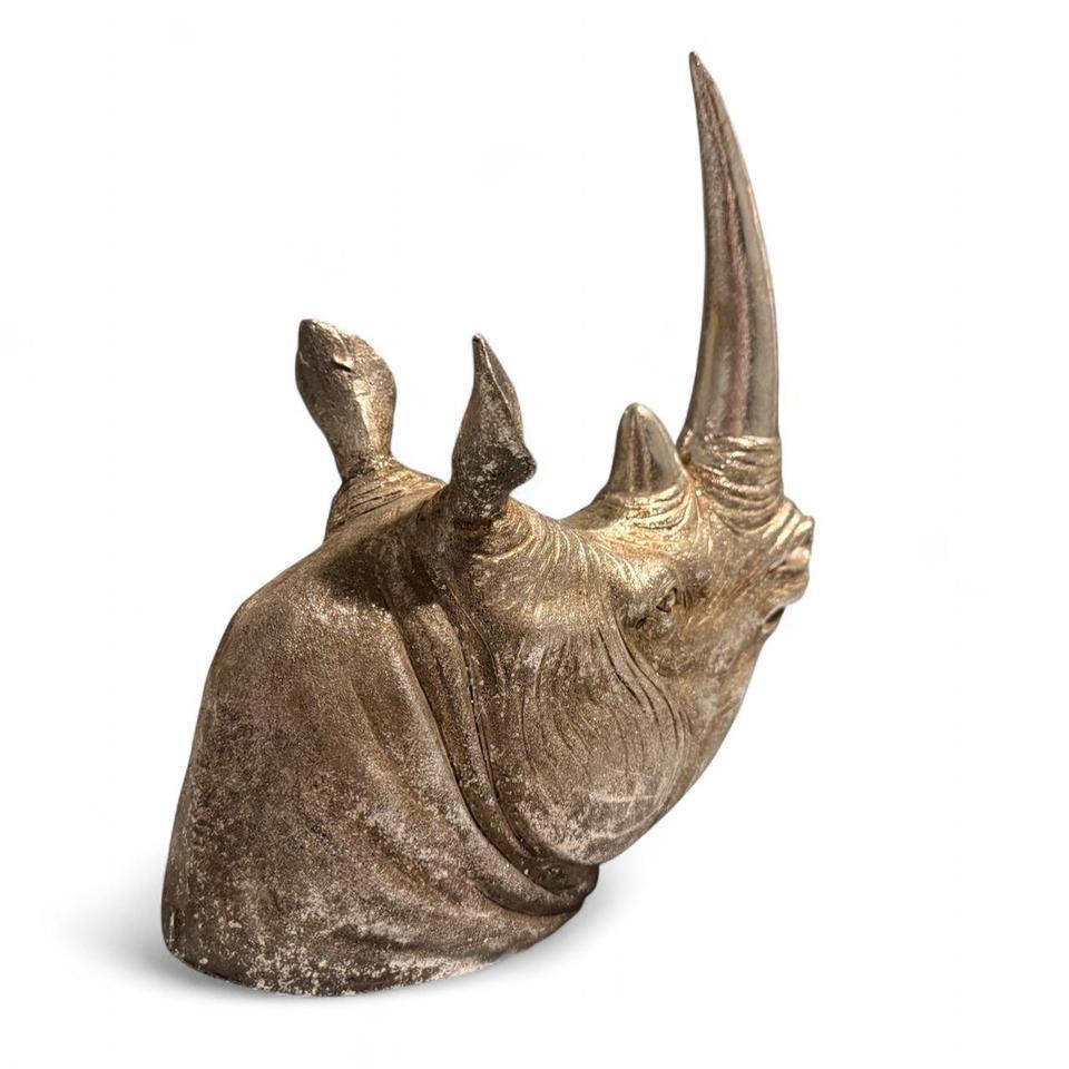 Silver Rhinoceros Wall Mount Statue Ff70 3