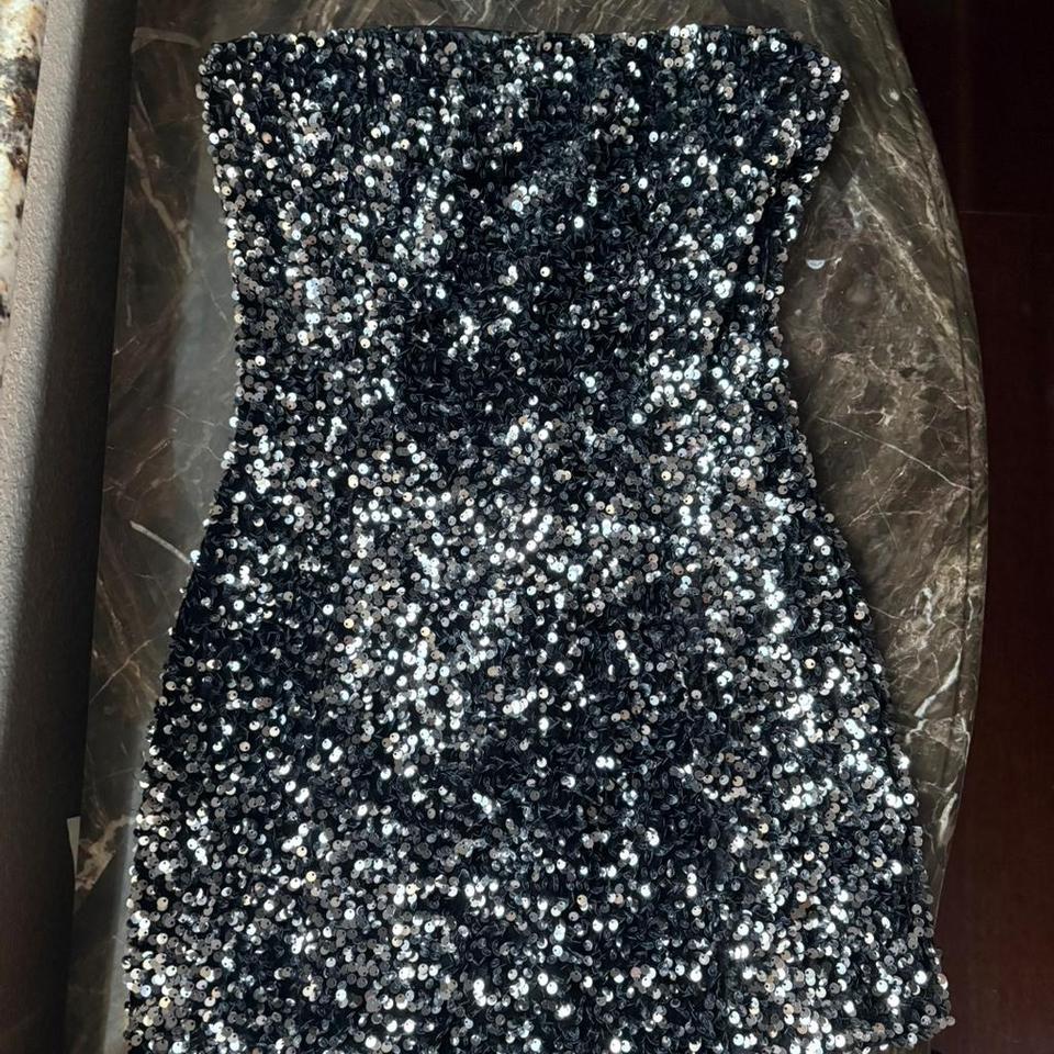 Black Silver Sequence Short Dress 6a36