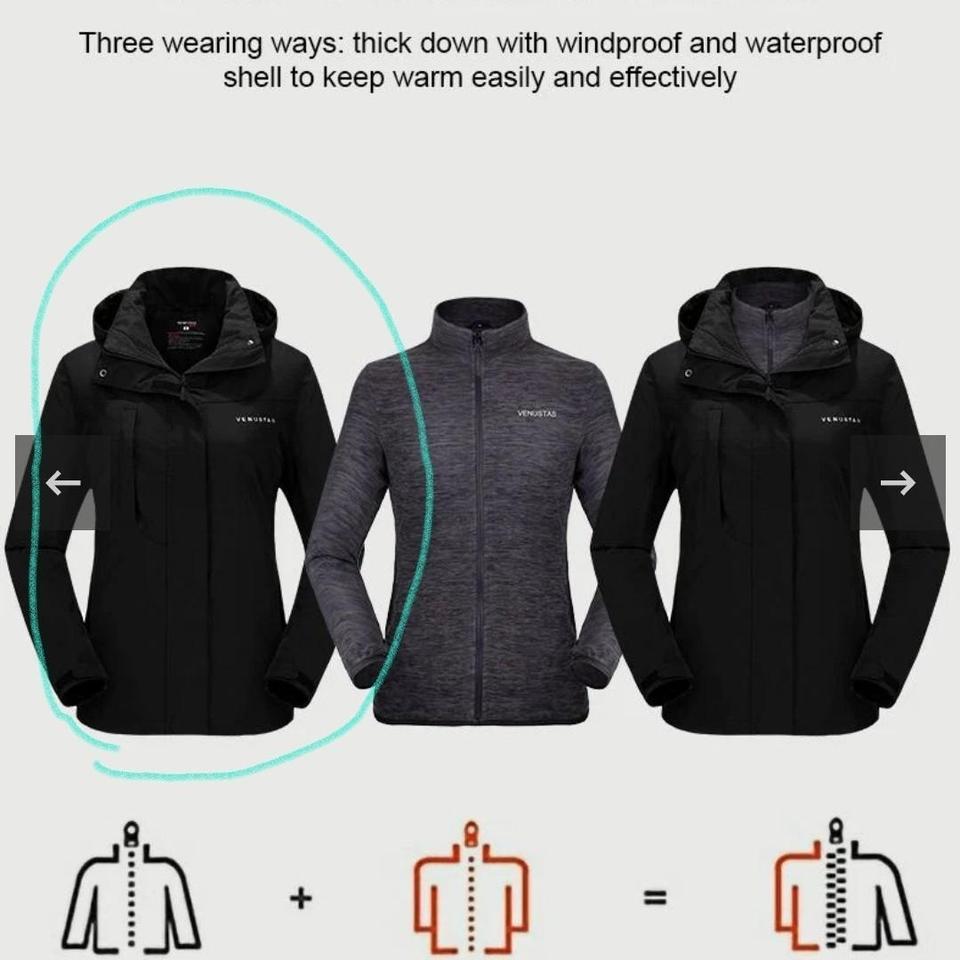 Venustas Waterproof Jacket Coat Black 6