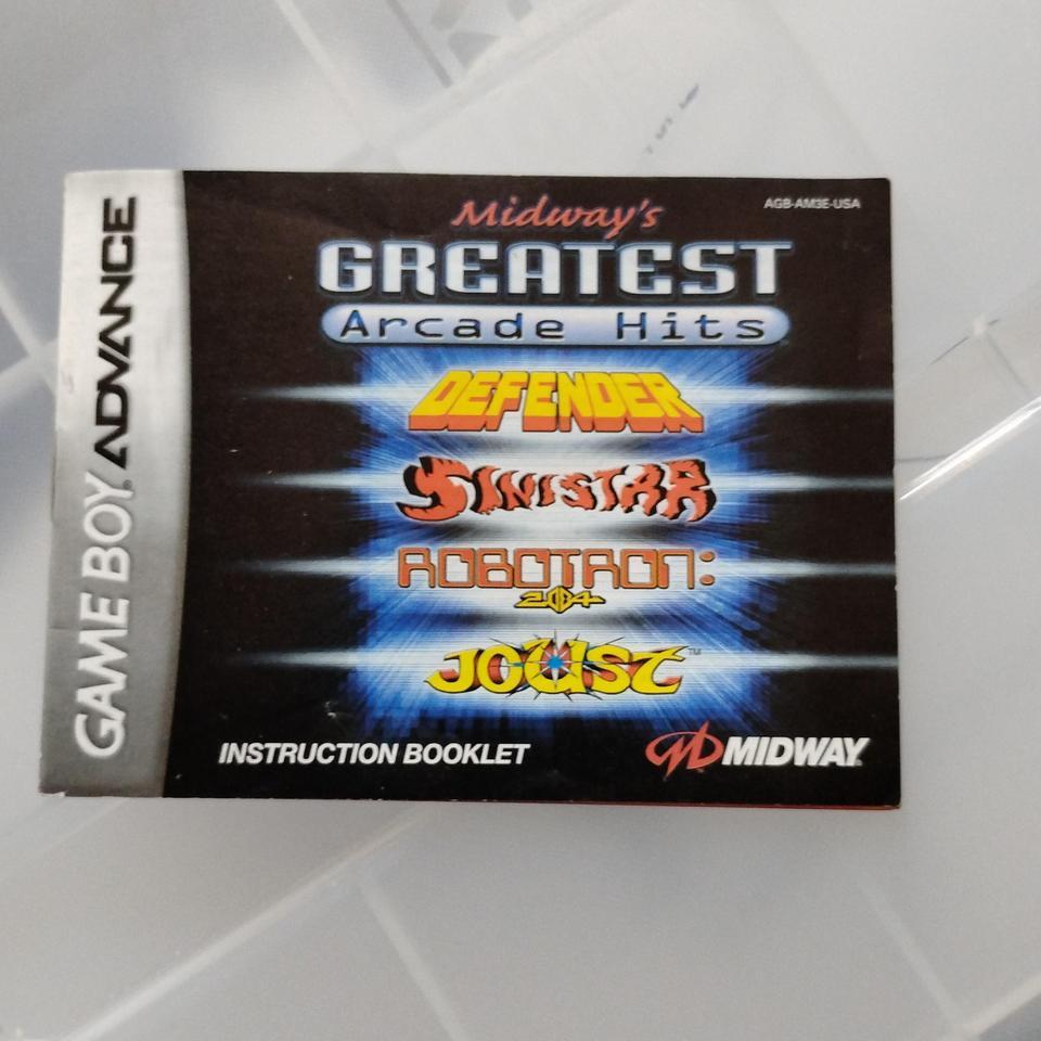 Midways Greatest Arcade Hits Instruction