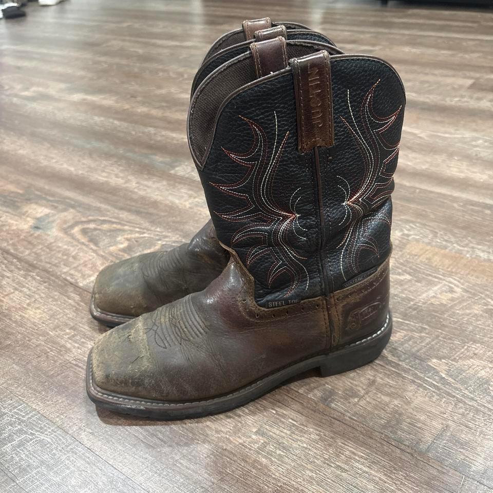 Brown Leather Justin Steal Toe 8ac0