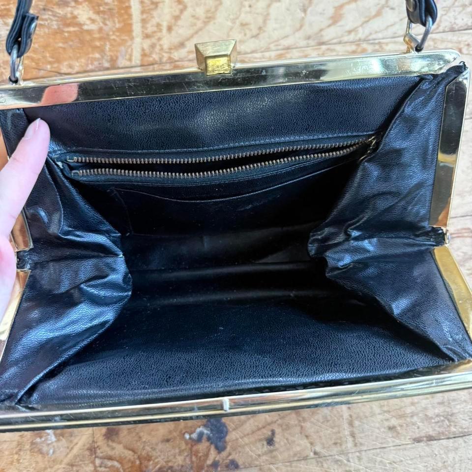 Black Leather Clutch Bag With 5