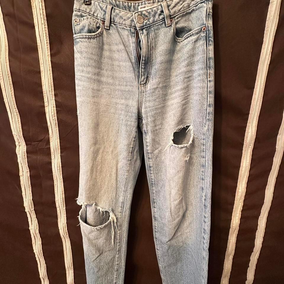 Garage Distressed Denim Mom Jeans