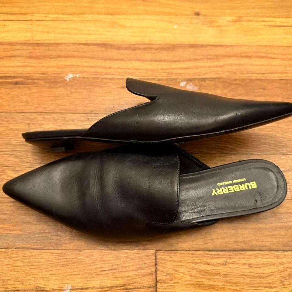 Burberry Black Leather Mules Made Bcd2