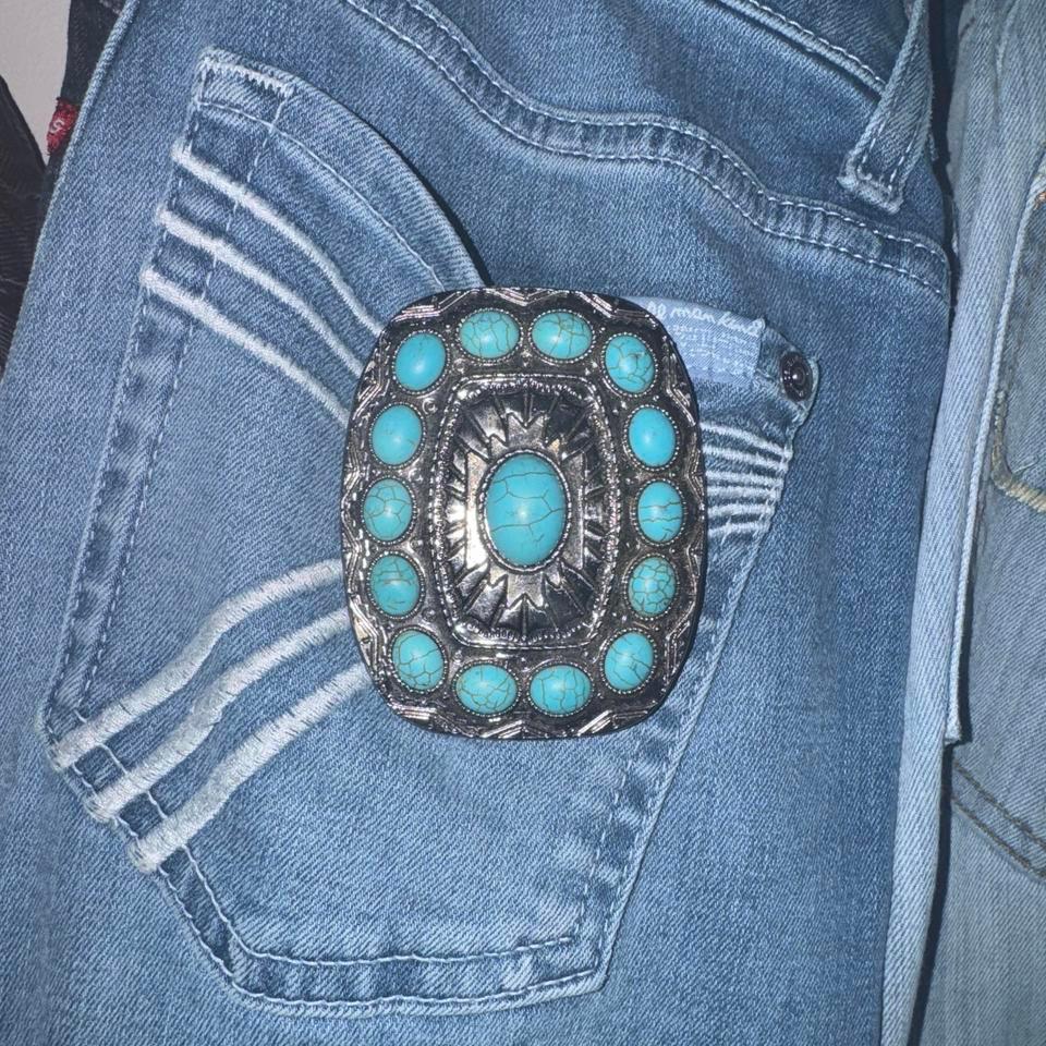 Faux Turquoise Belt Buckle Western 6c8c
