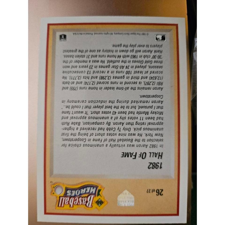 1991 Upper Deck Baseball Heroes Bd3f 2