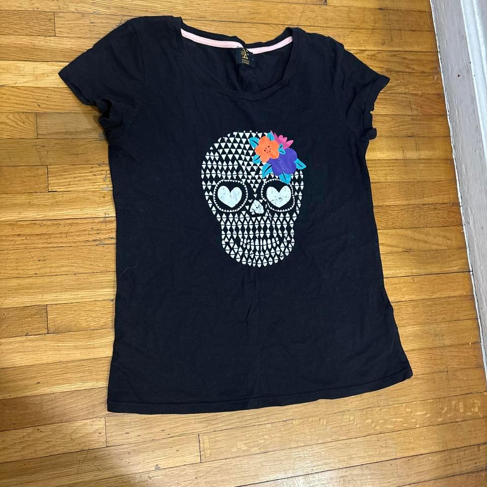 Black Skull Graphic Tee With Fb83