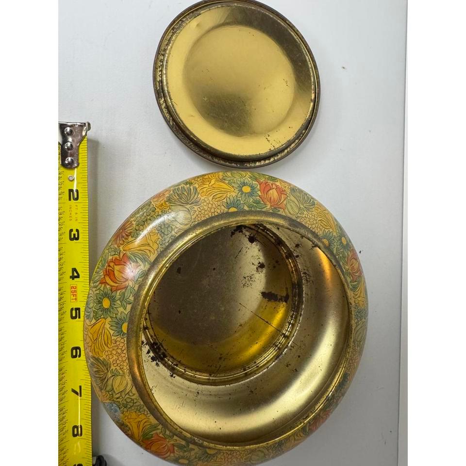 Vintage Floral Decorative Metal Tin 219f 2