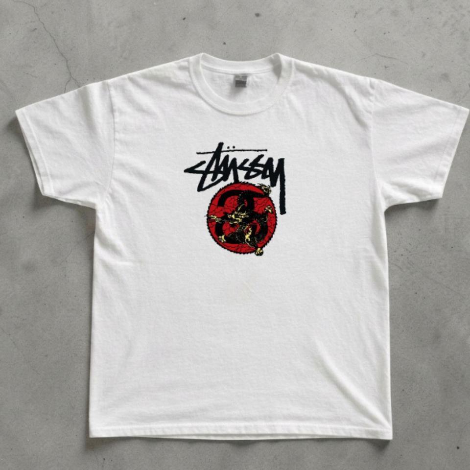 White Y2k Stussy Dragon Graphic 3b8f