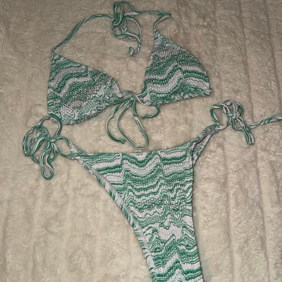 Green And White Bikini Set F9e8
