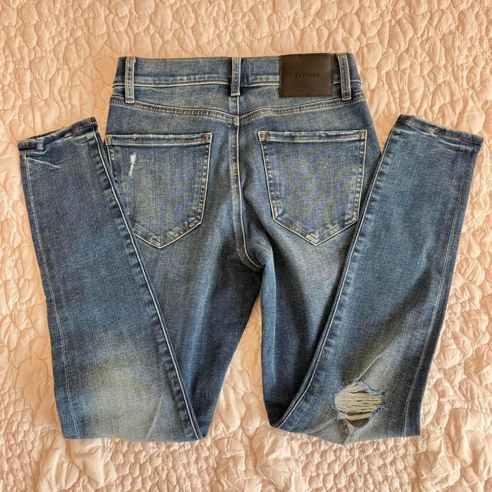Express Blue Skinny Mid Rise D15a 4