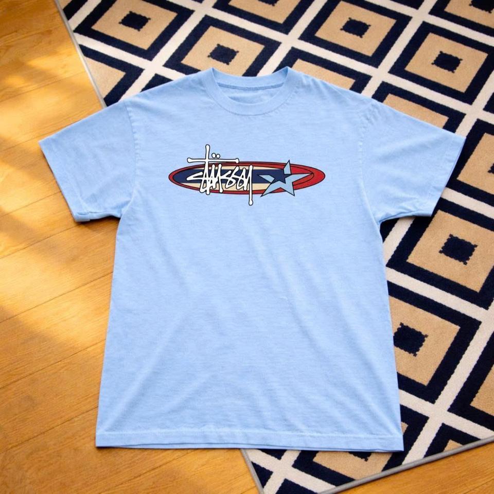 Stussy Blue Graphic Tee Skater 59f6