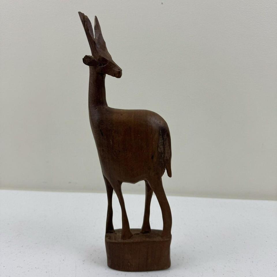 Vintage Hand Carved Wooden Antelope