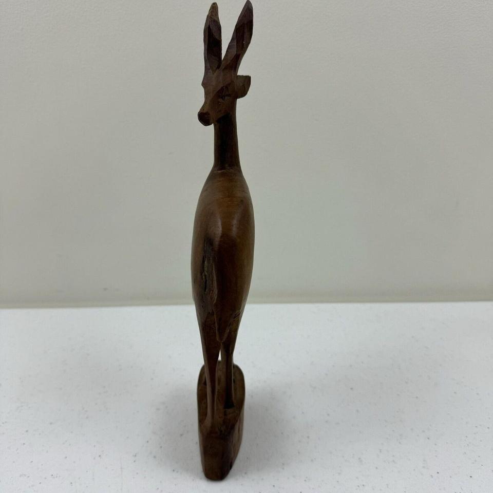 Vintage Hand Carved Wooden Antelope 4