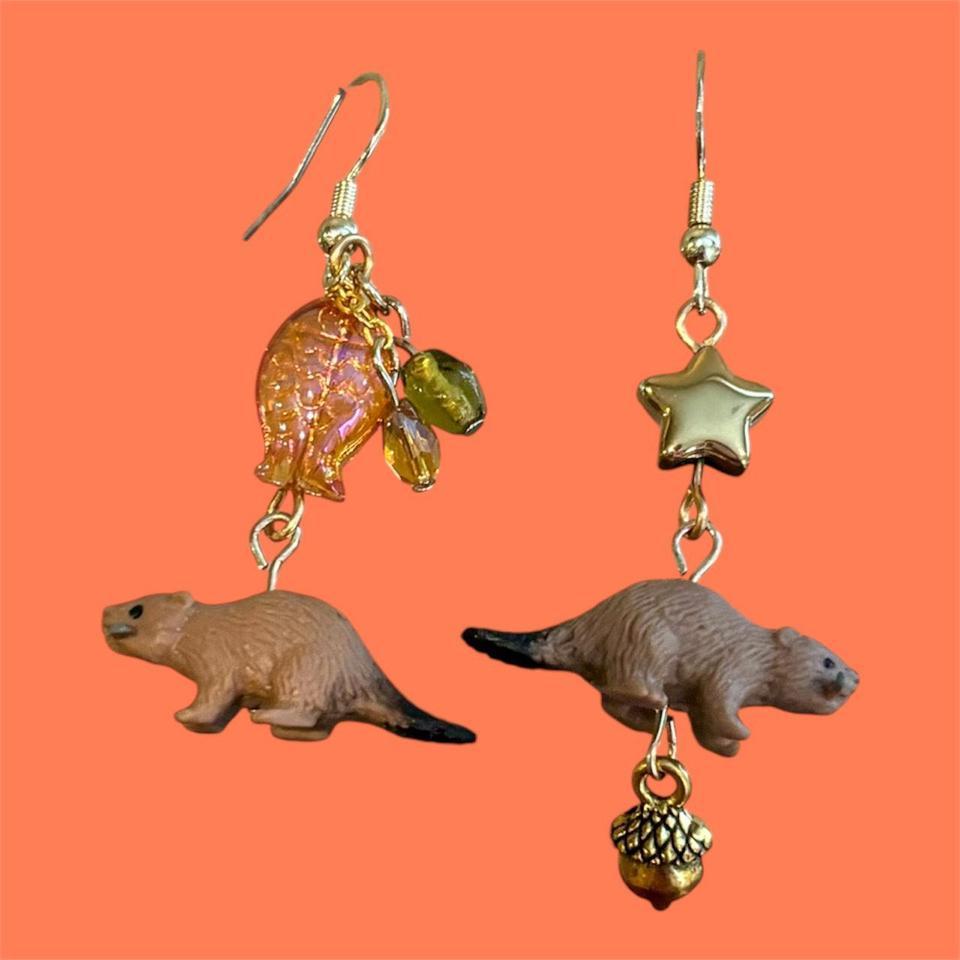 Beaver Earrings Cute Handmade