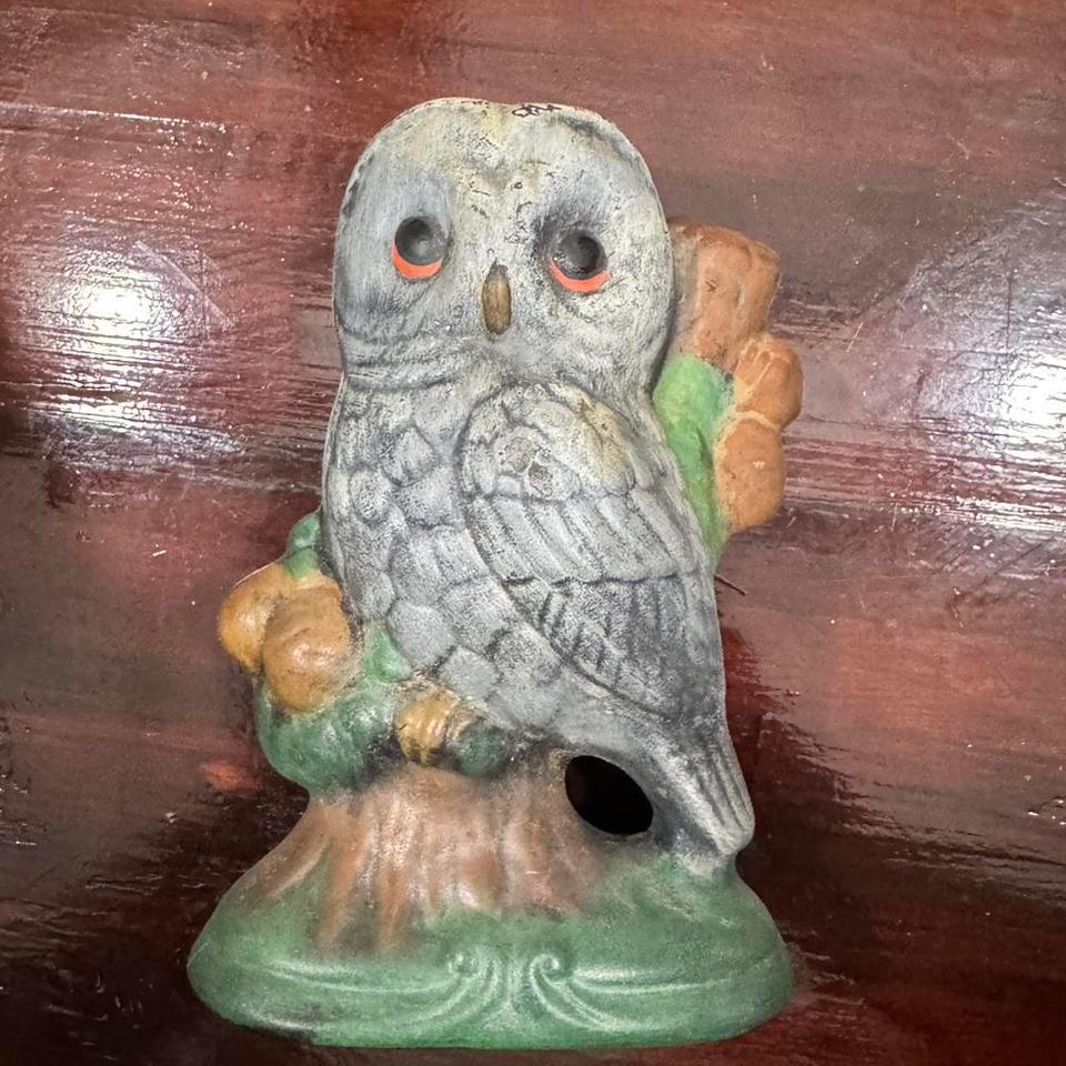 Vintage 70s Ceramic Owl Figurine 2b4c