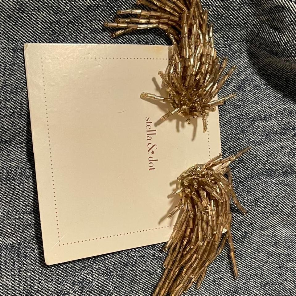 Gold Beaded Fringe Earrings Stella 7917 4