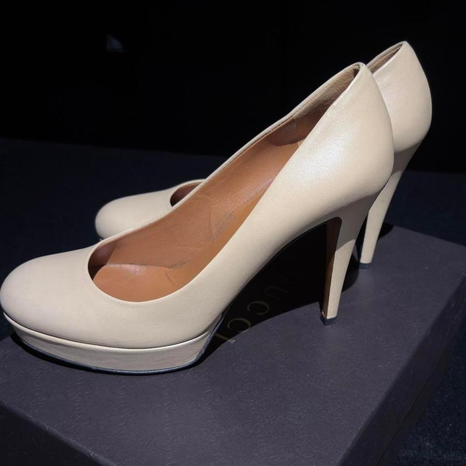 Gucci Cream Leather Platform Heels 7e55 4