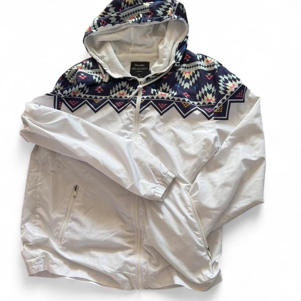 Bershka White Blue Hooded B53f