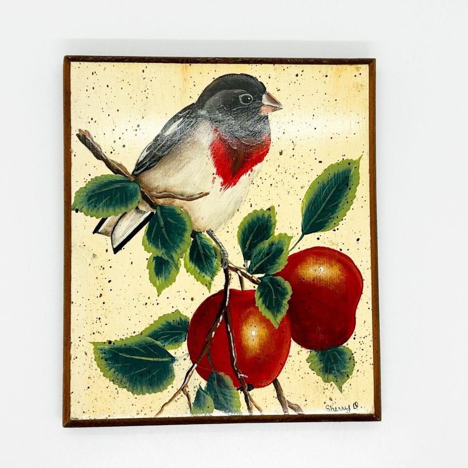 Vintage Hand Painted Wood Plaque A6e2