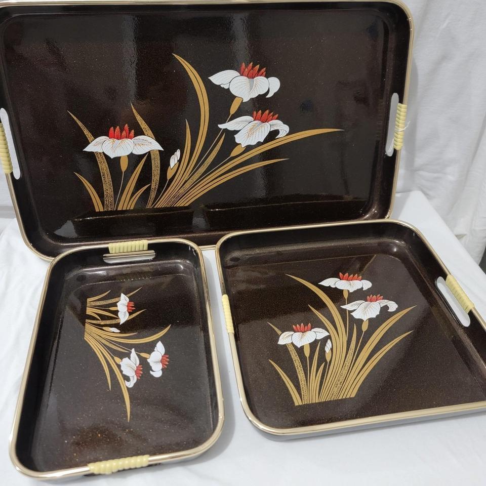 Nested Black Lacquer Ware Serving 2bda