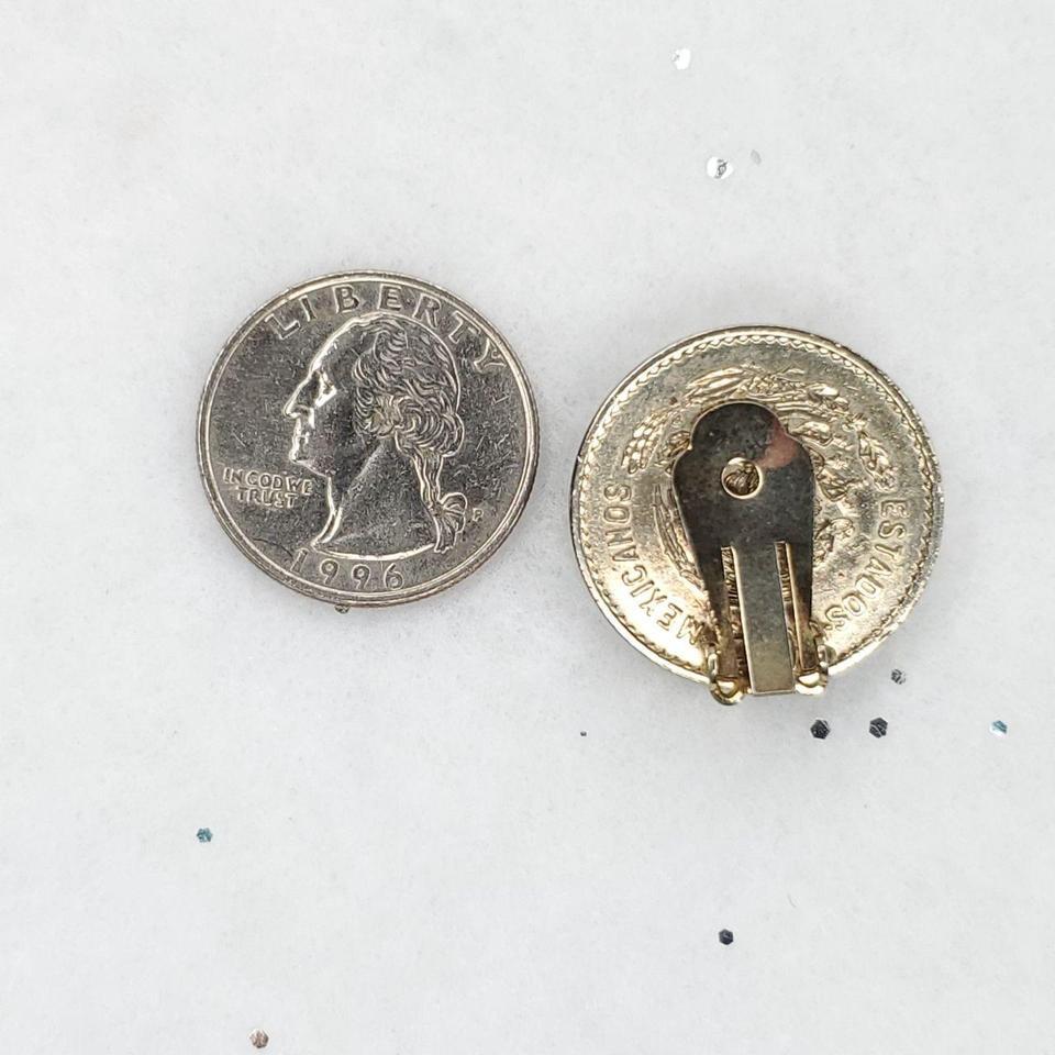 Vintage Coin Earrings Silver Tone E2bc 6